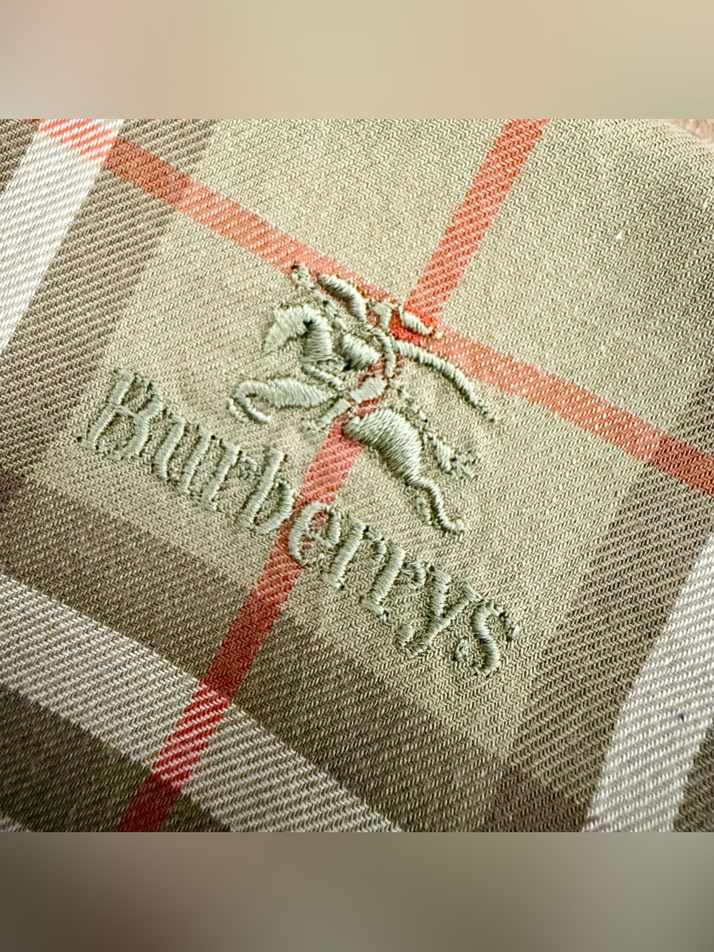 Vintage Burberrys Green Nova Check Pocket Square Scarf Handkerchief